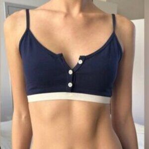 Brandy Melville Button Sleep Bralette – Navy with White Buttons, XS/S
